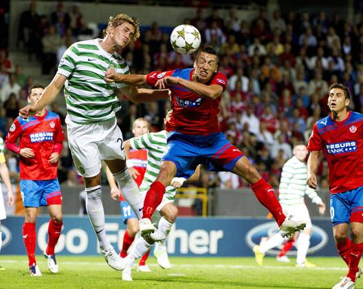 Helsingborg Sweden 2012 08 21 Uefa Champions League Quali, Playoff, Helsingborg IF - Celtic FC Glasgow; Nikola Djurdic and Thomas Rogne KOD 0300003 