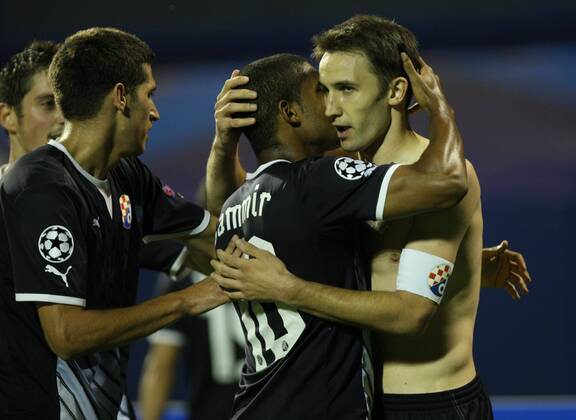 Zagreb, 22.08.2012. - Play-off round 1st leg - Stadion Maksimir, GNK Dinamo (blue) - NK Maribor (yellow) 1:2 Milan Badelj and Sammir