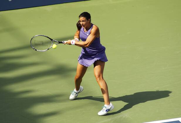 August 27, 2012: Marion Bartoli (FRA) during Womens First Round match at the US Open in the Grandstand at the Billie Jean King Tennis Center in Flushing, New York. TENNIS: AUG 27 US Open Icon33012082726561 EDITORIAL USE ONLY