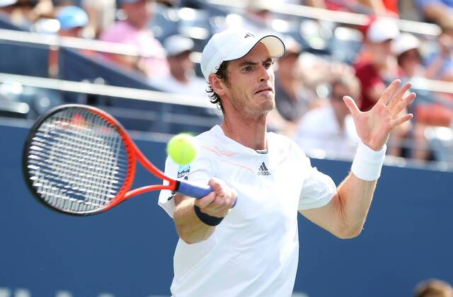 US Open 2012, USTA Billie Jean King National Tennis Center, Flushing Meadows, New York, ITF Grand Slam Tennis Tournament . Andy Murray (GBR), Aktion,Einzelbild,Halbkörper,Querformat,