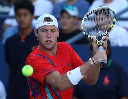 US Open 2012, USTA Billie Jean King National Tennis Center, Flushing Meadows, New York, ITF Grand Slam Tennis Tournament . Jack Sock (USA), Aktion,Einzelbild,Halbkörper,Querformat,