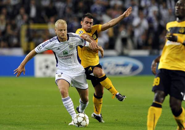 Anderlecht , Belgium August , 28 2012 Champions League Play off round 2nd leg RSC Anderlecht AEL Limassol FC Olivier Deschacht Monteiro 
