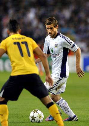 Anderlecht , Belgium August , 28 2012 Champions League Play off round 2nd leg RSC Anderlecht AEL Limassol FC Guillaume Gillet Edmar 