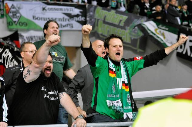 VfL Borussia Mönchengladbach Fans during the UEFA Champions League play-off round second-leg match at, Kyiv, August 29, 2012. UKRINFORM. 