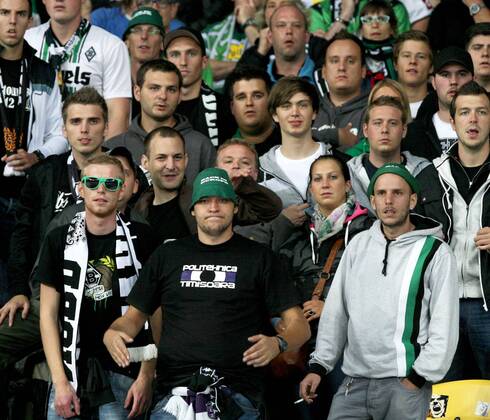 VfL Borussia Mönchengladbach Fans during the UEFA Champions League play-off round second-leg match at, Kyiv, August 29, 2012. UKRINFORM. 