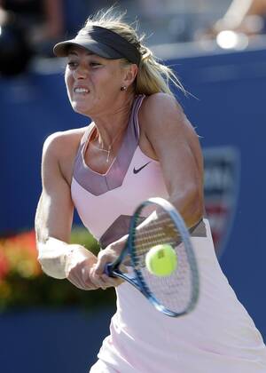 Maria Sharapova of Russia in Arthur Ashe Stadium at the BillieJean King National Tennis Center in New York City on August 31, 2012.  NYP20120831134