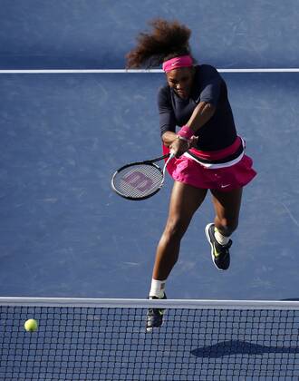 Serena Williams in doubles match in Arthur Ashe Stadium at the BillieJean King National Tennis Center in New York City on August 31, 2012.  NYP20120831147