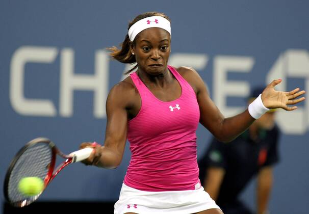 Sloane Stephens, USA, returns during the first set of third-round action at the 2012 U.S. Open held at the National Tennis Center on September 1, 2012.  NYP20120901312