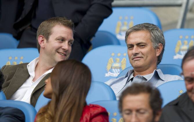 Football - Manchester City v Queens Park Rangers QPR - Barclays Premier League - The Etihad Stadium - Season 12 13 - 1 9 12 .Real Madrid manager Jose Mourinho checks out the talent. EDITORIAL USE ONLY. No use with unauthorised audio, video, data, fixture lists, club league logos or live services. Online in-match use limited to 120 images, no video emulation. No use in betting, games or single club league player publications.