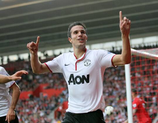 Manchester United s Robin Van Persie scoring his third goal...Football - Southampton v Manchester United - Barclays Premier League - St Mary s - Season 12 13 - 2 9 12 ..Mandatory Credit: David Klein Sportimage..EDITORIAL USE ONLY. No use with unauthorized audio, video, data, fixture lists, club league logos or ?live? services. Online in-match use limited to 45 images, no video emulation. No use in betting, games or single club league player publications. Please contact your account representative for further details. EDITORIAL USE ONLY. No use with unauthorised audio, video, data, fixture lists, club league logos or live services. Online in-match use limited to 120 images, no video emulation. No use in betting, games or single club league player publications.