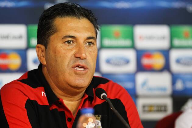 Jose Peseiro coach of SC Braga during the training session before the UEFA Champions League CL, Group H, match against CFR Cluj in Braga. 
