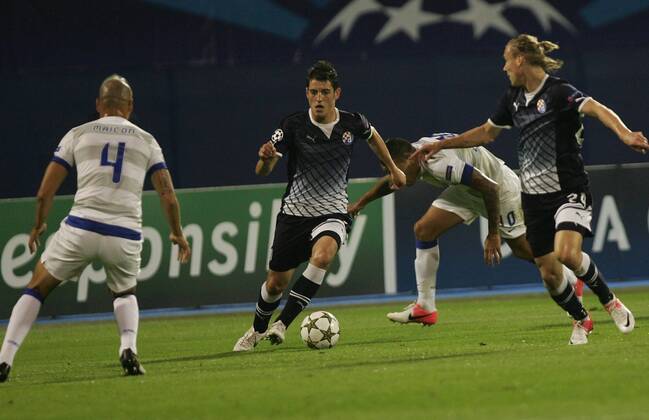 Zagreb, 18.09.2012., Stadion Maksimir - UEFA Champion League 2012 13 season, Group A GNK Dinamo (blue) - FC Porto (white) Arijan Ademi and Domagoj Vida vs Maicon
