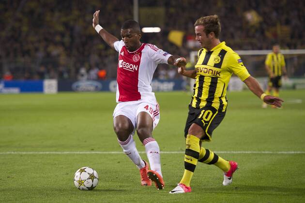 (L-R) Ryan Babel of Ajax,Mario Götze of Borussia Dortmund Borussia Dortmund v Ajax Amsterdam Champions League 2012 2013 xVIxMAURICExVANxSTEENxIVx 1152516