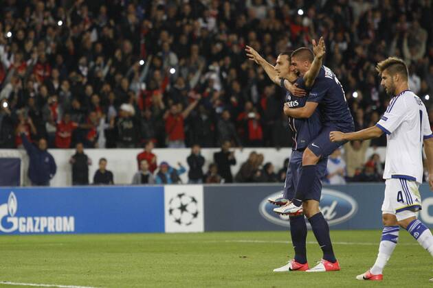 Zlatan Ibrahimovic Marco Verratti (PSG) FOOTBALL : Paris Saint Germain vs Dynamo Kiev - Champions league - 18 09 2012 GwendolineLeGoff Panoramic 