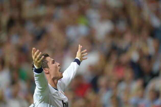 Football - Champions League - Real Madrid v Manchester City Real Madrid striker Cristiano Ronaldo celebrates the winning goal at Estadio Santiago Bernaeu in Madrid 