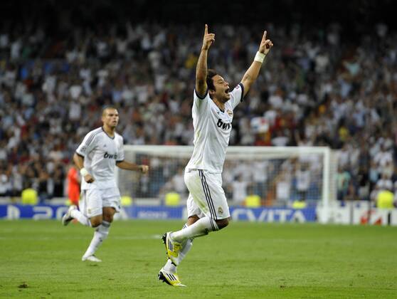 Manchester City - Real Madrid - UEFA Champions League 2012-2013 - Group Stage - Group D - Matchday 1 Marcelo celebrating his goal ( 1-1) Estadio Santiago Bernabeu- Madrid - Spain - 18 09 2012 