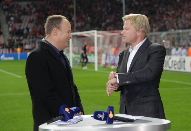 Oliver WELKE (links) und Oliver KAHN, ZDF-Kommentatoren. Fussball, Champions League, Saison 2012 2013, 1.Spieltag, Gruppenphase, Gruppe F, FC Bayern München - Valencia CF, am 19.09.2012 in München A L I A N Z A R E N A Deutschland.