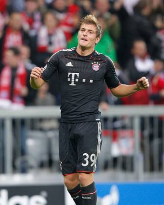 Toni KROOS, Bayern, nach seinem Tor zum 2:0. Fussball, Champions League, Saison 2012 2013, 1.Spieltag, Gruppenphase, Gruppe F, FC Bayern Muenchen - Valencia CF, am 19.09.2012 in München A L I A N Z A R E N A Deutschland.