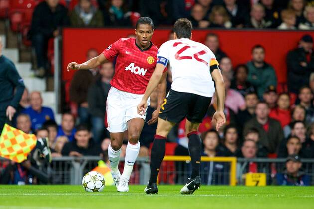 Manchester United s midfielder Antonio Valencia and Galatasaray s defender Hakan Balta in action during the group H Manchester United (ManU) - Galatasaray Istanbul xTimxWilliamsx  ActionPlus11331454