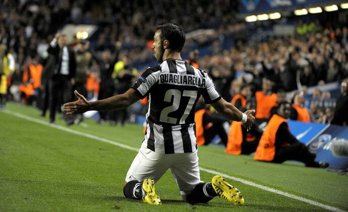 Fabio Quagliarella Juventus 2-2 Goal celebration Chelsea FC London - Juventus Turin (Juve) xFedericoxTarditoxInsidefoto