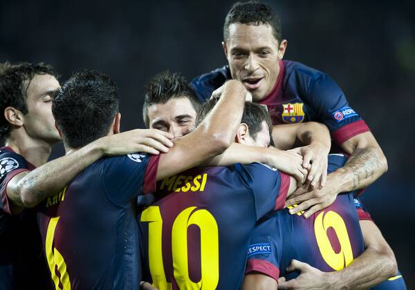 2012 2013 - Champions League - UEFA - FC Barcelona (Barca) - FC Spartak Moskau; Lionel Messi (C, front) 