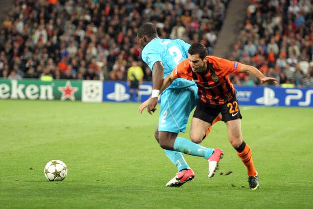 Henrik Mkhitaryan (R) - Jores Okore FC Shakhtar Donetsk - FC Nordsjaelland, Champions League Group E at the Donbass Arena, Donetsk, Ukraine, September 19, 2012 