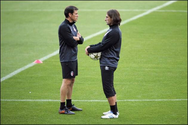 Rudi Garcia - Fred Bompard - OSC Lille (LOSC) - Training - Champions League - 01 10 2012 JBAutissier Panoramic 