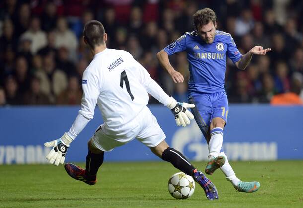 02-10-2012,=02-10-2012: Champions League, FC Nordsjaelland (FCN) - Chelsea FC: Juan Mata, Chelsea FC FC. scores on Jesper Hansen, FC Nordsjaelland FCN. 