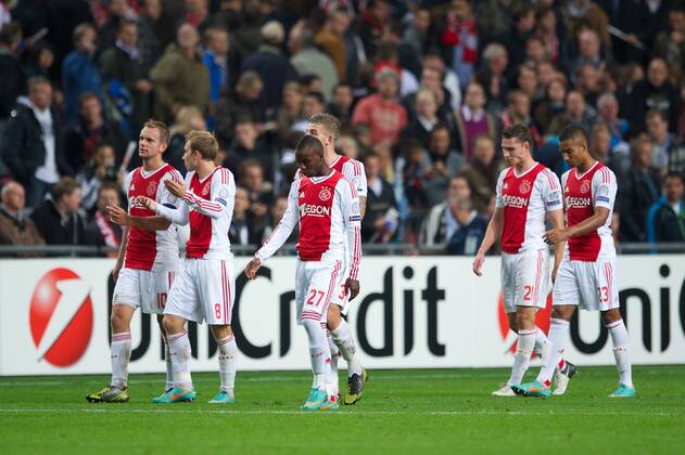 (L-R) Tobias Sana of Ajax,Christian Eriksen of Ajax,Jody Lukoki of Ajax,Derk Boerrigter of Ajax,Araz Ozbiliz of Ajax Ajax Amsterdam v Real CF Madrid UEFA Champions League 2012 2013 xVIxxIVx 1177292