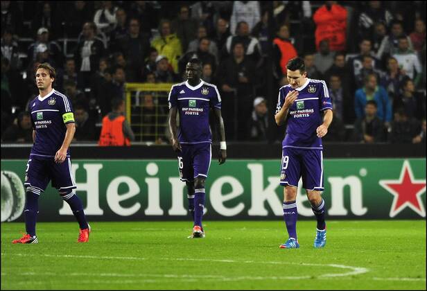 Lucas Biglia - Sacha Kljestan ( Anderlecht ) : RSC Anderlecht vs FC Malaga - Ligue des Champions - 03 10 2012 PhotoNews