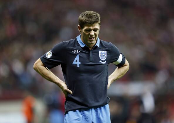 England s Steven Gerrard looks on dejected..Poland v England - FIFA World Cup Qualifier - National Stadium, Warsaw Stadium- 17 10 12 - Picture David Klein Sportimage EDITORIAL USE ONLY. No use with unauthorised audio, video, data, fixture lists, club league logos or live services. Online in-match use limited to 120 images, no video emulation. No use in betting, games or single club league player publications.