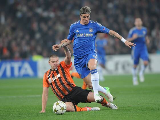 Yaroslav Rakitskiy, Fernando Torres, Football - 2012 2013 Champions League - Group E: Shakhtar Donetsk vs. Chelsea FC London at Donbass Arena, Donetsk, Ukraine. 