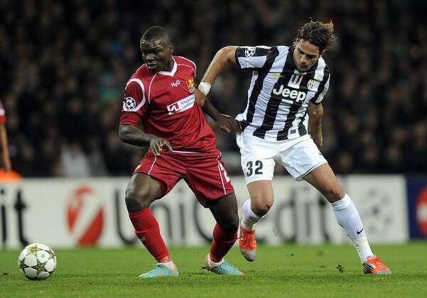 Champions League, FC Nordsjaelland (FCN)-Juventus Juve Turin 1:1 Jores Okore, FC Nordsjaelland FCN., Allesandro Matri, Juventus. 