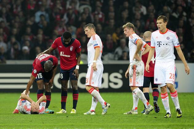 Blessure de Franck Ribery (Bayern) OSC Lille LOSC - FC Bayern München xJBAutissierxPanoramicx 