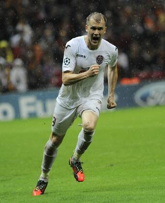 UEFA Champions league group H soccer match between Galatasaray v CFR Cluj at Turk Telekom Arena Stadium in Istanbul, Turkey. 23.10.2012 Match Scored: Galatasaray 1 - CFR Cluj 1 Pictured: Pantelis Kapetanos of Cluj. 