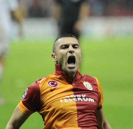 UEFA Champions league group H soccer match between Galatasaray v CFR Cluj at Turk Telekom Arena Stadium in Istanbul, Turkey. 23.10.2012 Match Scored: Galatasaray 1 - CFR Cluj 1 Pictured: Burak Yilmaz of Galatasaray. 