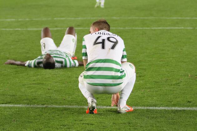 Celtic CF s players dissolated after the second score of FC Barcelona (Jordi Alba min 90 ) FC Barcelona Barca - Celtic Glasgow 