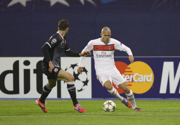 Zagreb, Stadion Maksimir, 10 24 12, - UEFA Champion League 2012 13 season, Group A GNK Dinamo Zagreb (blue)- Paris Saint-Germain FC (white). Jeremy MENEZ, (7-PSG)