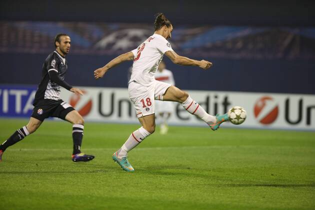 Zagreb, Stadion Maksimir, 10 24 12, - UEFA Champion League 2012 13 season, Group A GNK Dinamo Zagreb (blue)- Paris Saint-Germain FC (white). Zlatan IBRAHIMOVIC, (18-PSG)