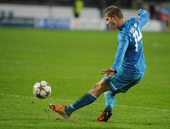 ST. PETERSBURG, RUSSIA. OCTOBER 24, 2012. FC Zenit s Tomas Hubocan in a UEFA Champions League game vs. RSC Anderlecht in St Petersburg.  RE10BA4C