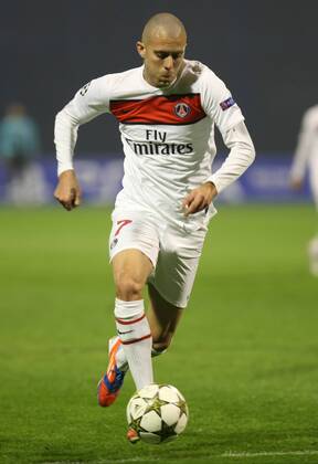 Zagreb, Stadion Maksimir, 10 24 12, - UEFA Champion League 2012 13 season, Group A GNK Dinamo Zagreb (blue)- Paris Saint-Germain FC (white). Jeremy MENEZ, (7-PSG)
