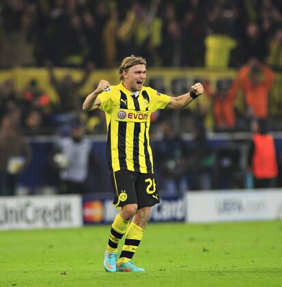 Schlussjubel Marcel Schmelzer (BvB) 24.10.2012, Dortmund, Borussia Dortmund vs. Real Madrid, Fussball Champions League, Gruppe D Saison 2012 2013 Â