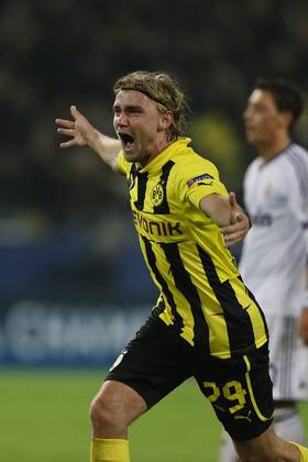 Dortmund,CL,Borussia Dortmund-Real Madrid 2-1 am 24.10.2012 Marcel SCHMELZER (BVB) freut sich über seinen Siegtreffer