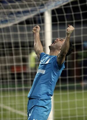 October 24, 2012. - Saint Petersburg. - Champions League 2012 13 - FC Zenit St Petersburg - RSC Anderlecht, 1:0. In picture: FC Zenit s player Aleksander Kerzhakov after his penalty goal. AndreyxPronin 