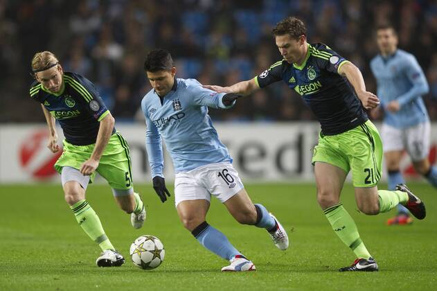 during the Champions League match between Manchester City and Ajax Amsterdam at the Etihad Stadium on November 06, 2012 in Manchester, United Kingdom. Manchester City v Ajax Amsterdam Champions League 2012 2013 xVIxMAURICExVANxSTEENxIVx 1231526