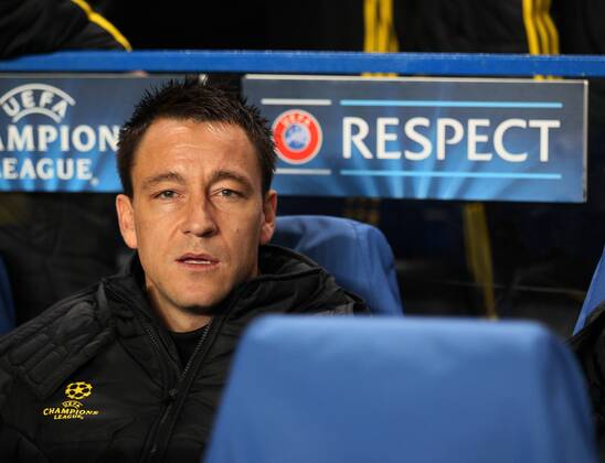 Chelsea s John Terry looks on from the bench..Chelsea v Shakhtar Donetsk - Champions League Group E Match- Stamford Bridge, London- 7 11 12 - Picture David Klein Sportimage EDITORIAL USE ONLY. No use with unauthorised audio, video, data, fixture lists, club league logos or live services. Online in-match use limited to 120 images, no video emulation. No use in betting, games or single club league player publications.