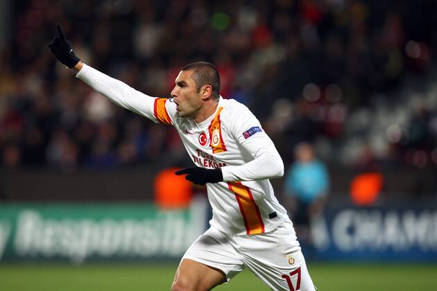 UEFA Champions league group H soccer match between CFR Cluj v Galatasaray at Dr.Constantin Radulescu Stadium in Cluj, Rumania. 07.11.2012 Match Scored: CFR Cluj 1 - Galatasaray 3 Pictured: Burak Yilmaz of Galatasaray. 