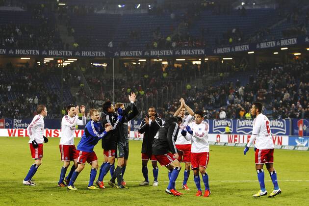 Football - soccer: first division germany, 1. Bundesliga 2012 2013, Hamburger SV (HSV) - 1. FSV Mainz 05, Schlussjubel bei der Mannschaft des HSV xPhilippxSzyzax xHOCHxZWEIx