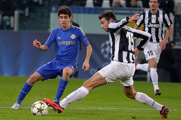 Oscar Chelsea, Andrea Barzagli Juventus Calcio Juventus Chelsea Champions League - Torino 20 11 2012 Juventus Stadium Football Calcio 2012 2013 Foto Federico Tardito Insidefoto federicoxtardito