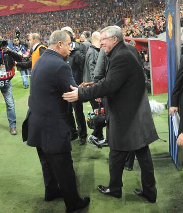 UEFA Champions league group H soccer match between Galatasaray v Manchester United at Turk Telekom Arena Stadium in Istanbul, Turkey on 20.11.2012 Pictured: Coach Fatih Terim (L) of Galatasaray and Coach Sir Alex Ferguson of Manchester United. 